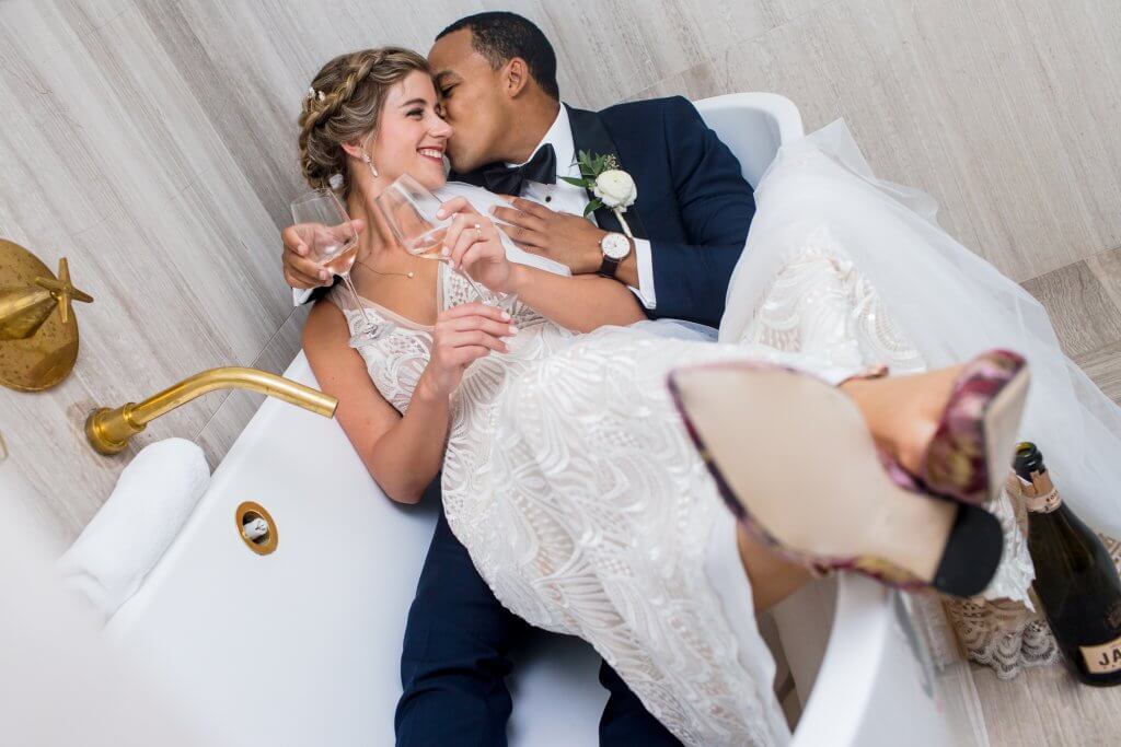 the line hotel wedding bathtub